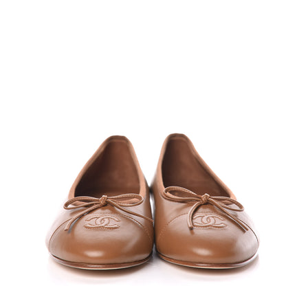 Chanel Lambskin Cap Toe Ballerina Flats 40.5 Camel 2 of 9