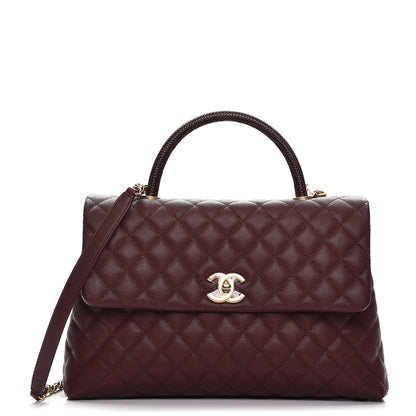 Chanel Caviar Lizard Quilted Medium Coco Handle Flap Burgundy 1 of 9