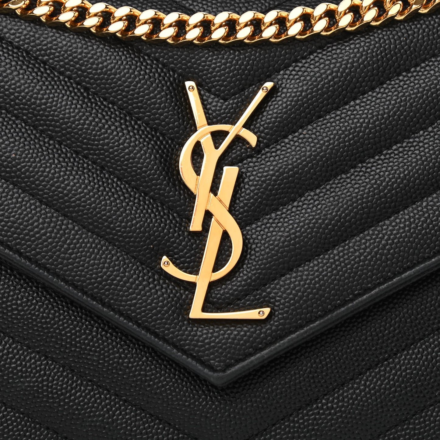 Grain De Poudre Matelasse Chevron Monogram Chain Wallet Black