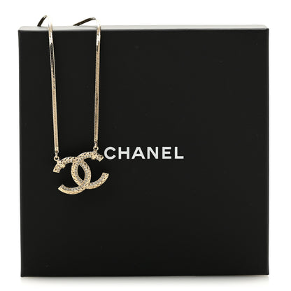 Chanel Crystal Metal Quilted CC Pendant Necklace Gold 6 of 6