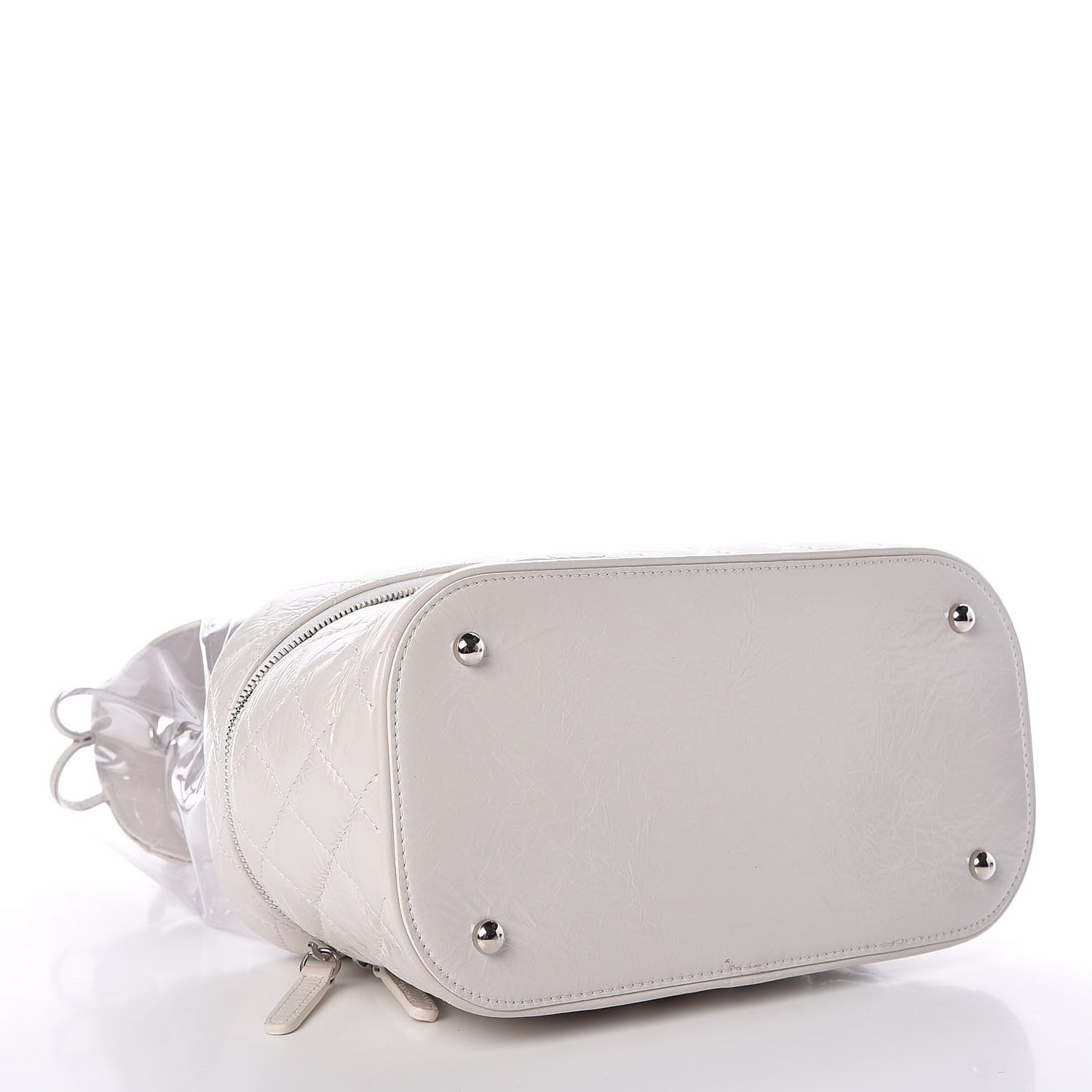 Crumpled Calfskin PVC Quilted Backpack White