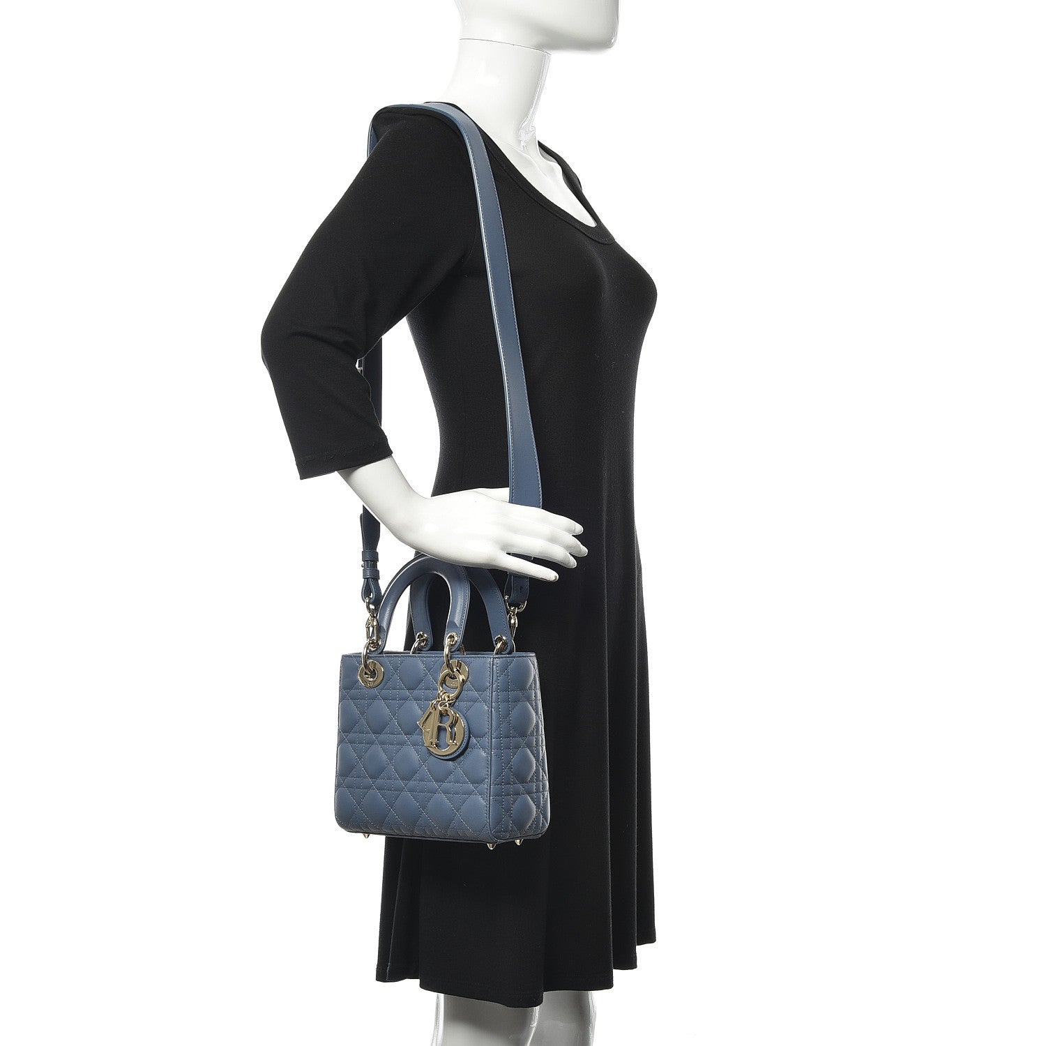 Christian Dior Lambskin Cannage Small My ABCDior Lady Dior Denim Blue 2 of 9