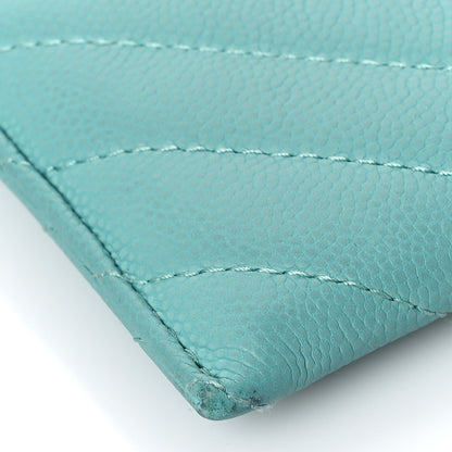 Chanel Caviar Chevron Quilted Card Holder Turquoise 9 of 10