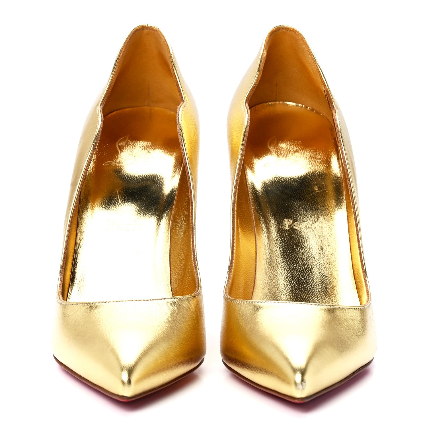 Christian Louboutin Metallic Calfskin Hot Chick 100 Pumps 38 Gold 2 of 8