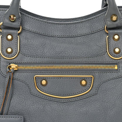 Balenciaga Chevre Gold Metallic Edge Hardware City Bleu Acier 9 of 13
