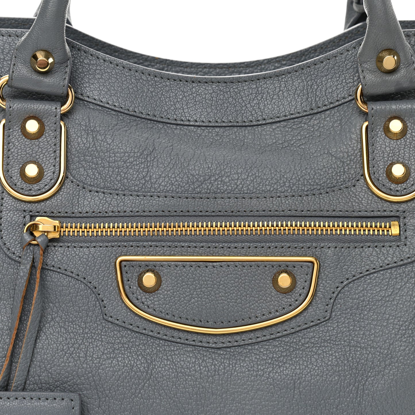 Chevre Gold Metallic Edge Hardware City Bleu Acier