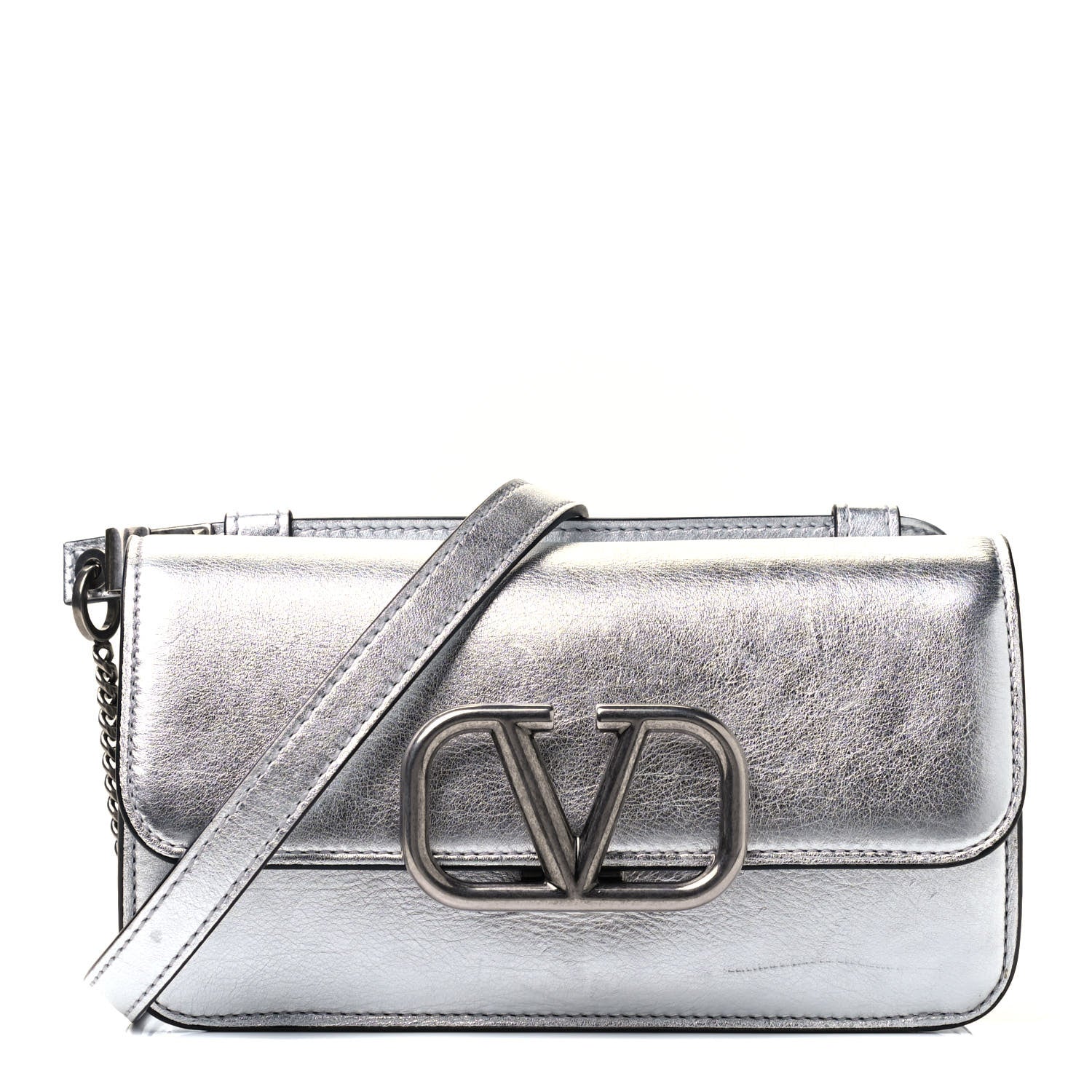 Valentino Garavani Metallic Calfskin VSling Belt Bag Silver 1 of 4