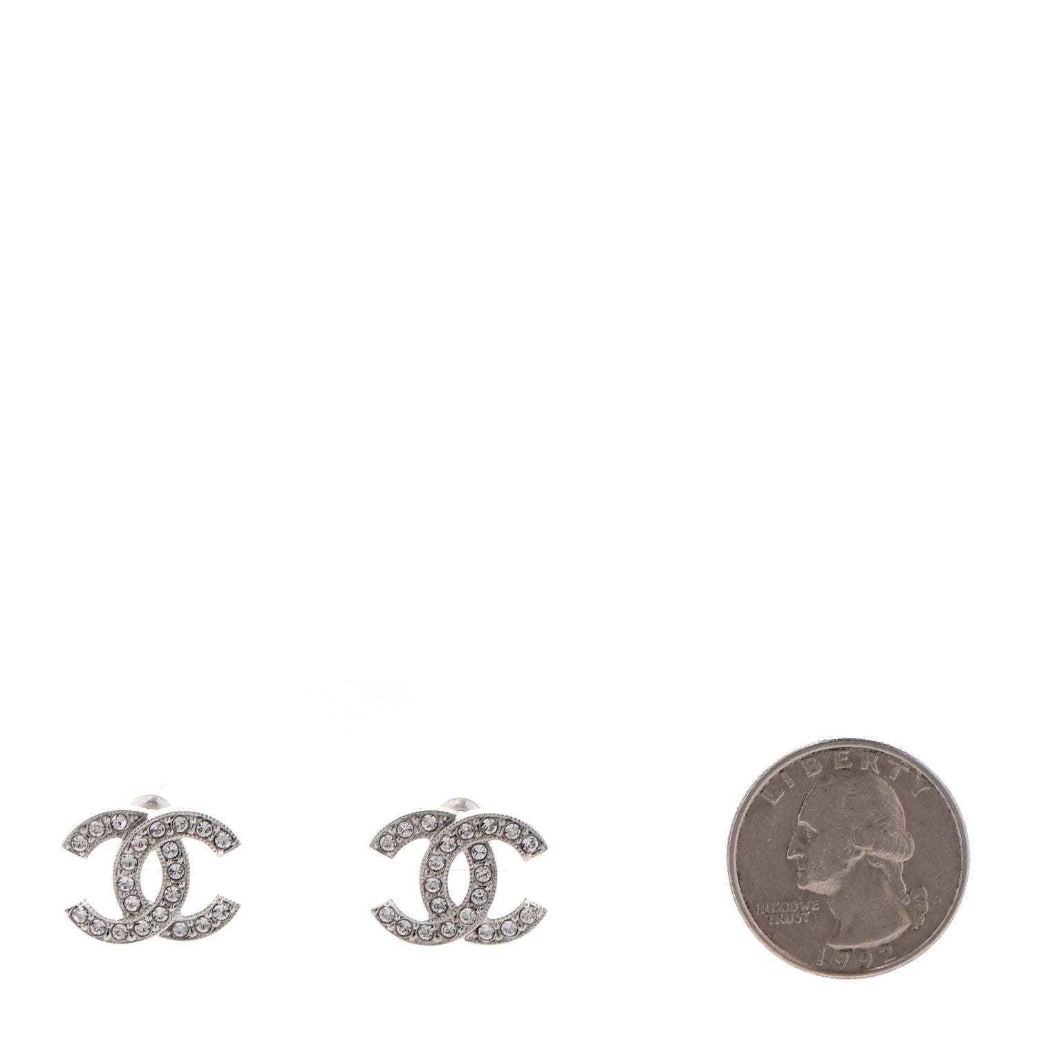 Chanel Crystal CC Earrings Silver 2 of 4