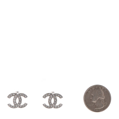 Chanel Crystal CC Earrings Silver 2 of 4