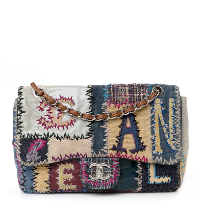Chanel Denim Tweed Patchwork Jumbo Single Flap Multicolor 1 of 12