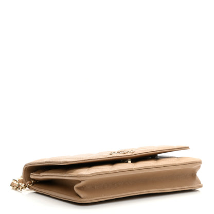 Chanel Caviar Quilted Crystal CC Wallet On Chain WOC Beige 4 of 10