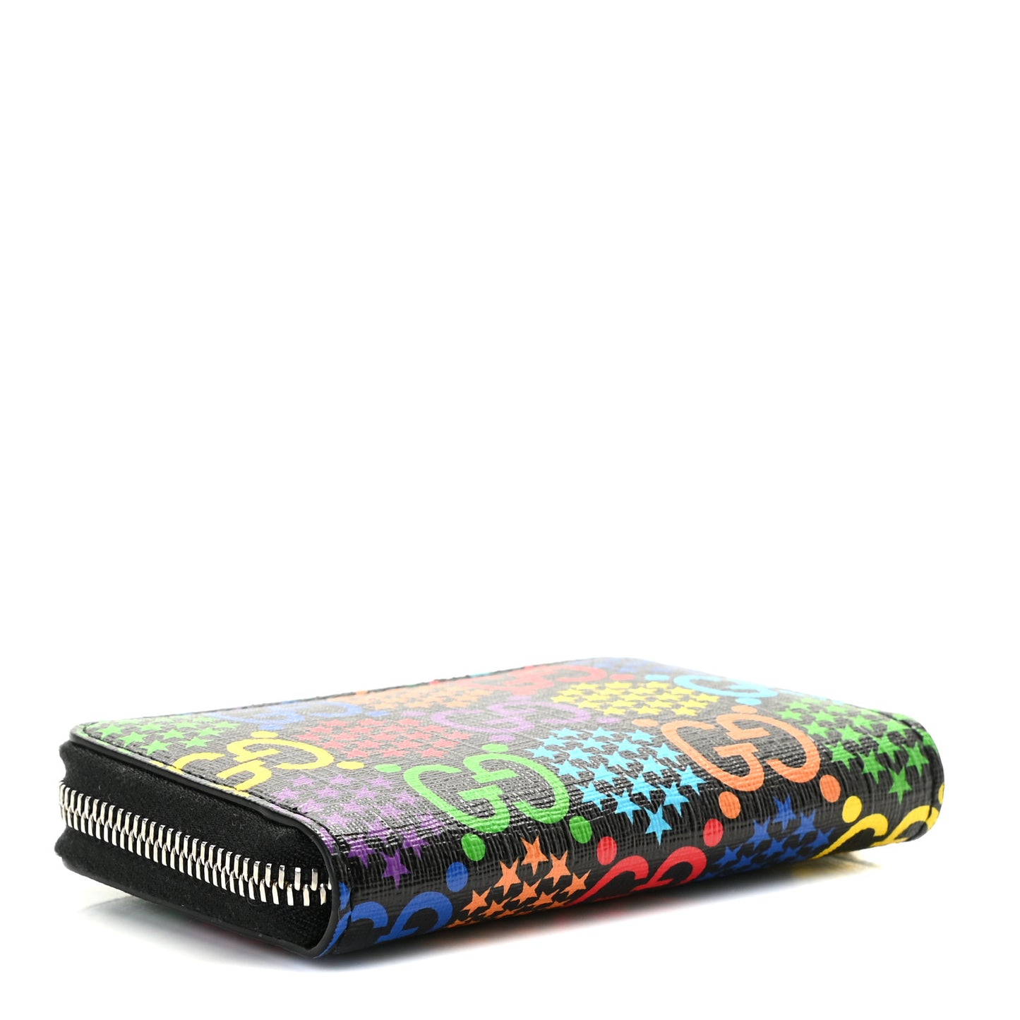 GG Supreme Monogram Psychedelic Zip Around Card Case Wallet Black