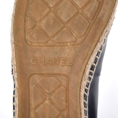 Chanel Lambskin CC Espadrilles 39 Navy Black 10 of 13