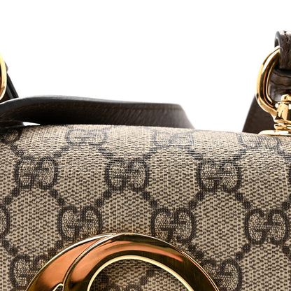 Gucci GG Supreme Monogram Textured Dollar Calfskin Mini Blondie Chain Shoulder Flap Bag Beige Ebony New Acero 7 of 9