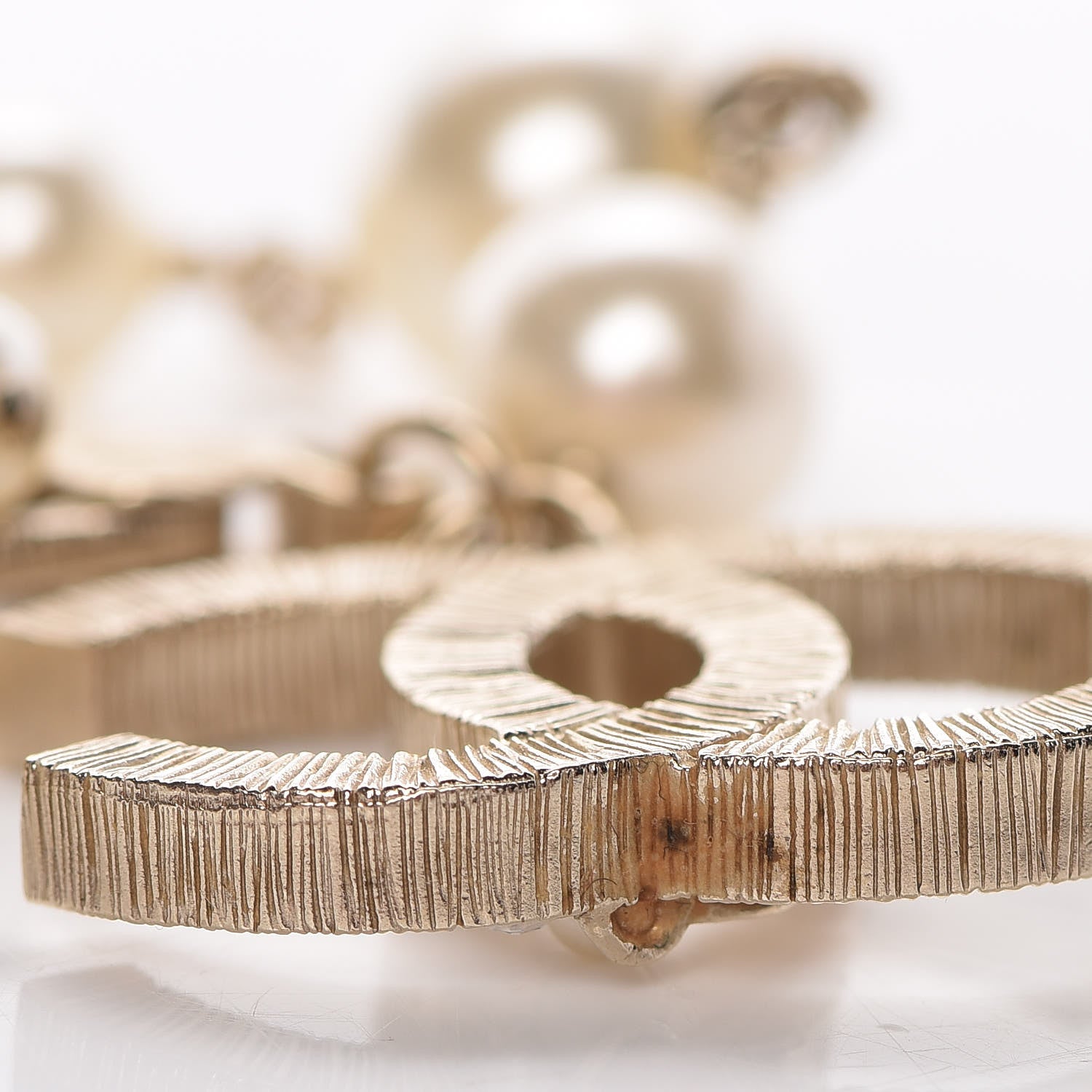 Chanel Crystal Pearl Leaf CC Bracelet Gold 6 of 7