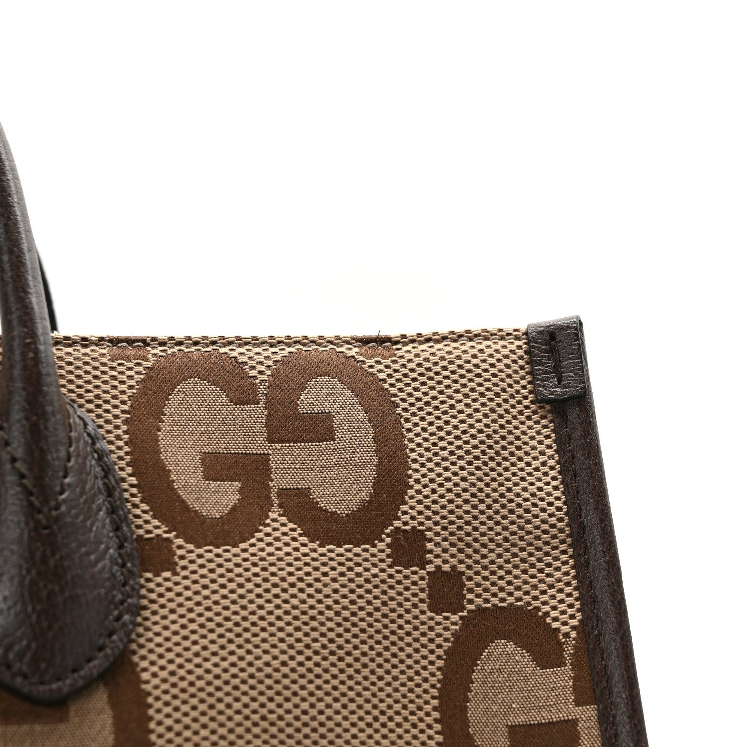 Gucci Monogram Jumbo GG Textured Dollar Calfskin Web Tote Bag Camel Ebony New Acero 12 of 12