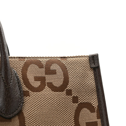 Gucci Monogram Jumbo GG Textured Dollar Calfskin Web Tote Bag Camel Ebony New Acero 12 of 12
