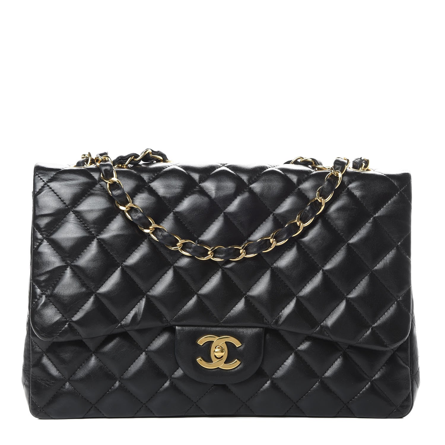 Chanel Lambskin Quilted Jumbo Single Flap Black 1 of 14