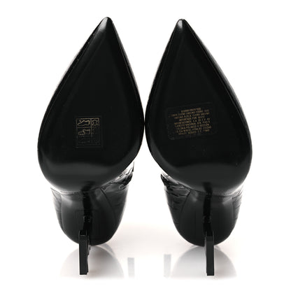 Saint Laurent Alligator Embossed Patent Calfskin Opyum 110 Ankle Boots 38 Black 9 of 11