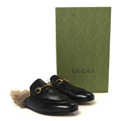 Gucci Calfskin Fur Womens Princetown Slippers 36.5 Black 9 of 9