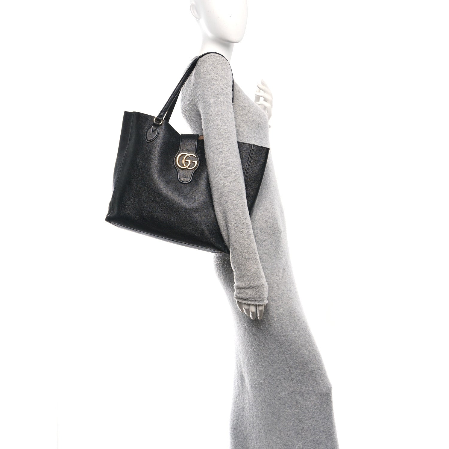 Gucci New Sakai Calfskin Lux Medium Dahlia Tote Black 1814175