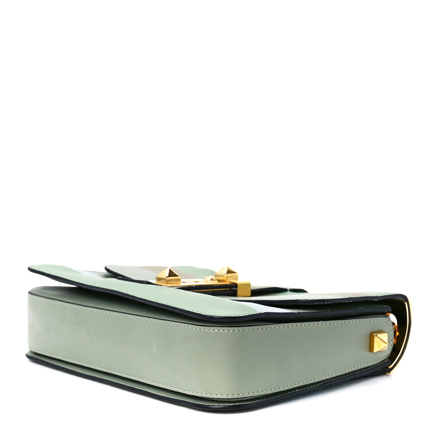 Valentino Garavani Nappa Striped B-Rockstud Flap Green 9 of 12