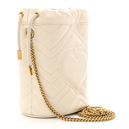 Gucci Calfskin Matelasse Mini GG Marmont 2.0 Bucket Bag White 3 of 10