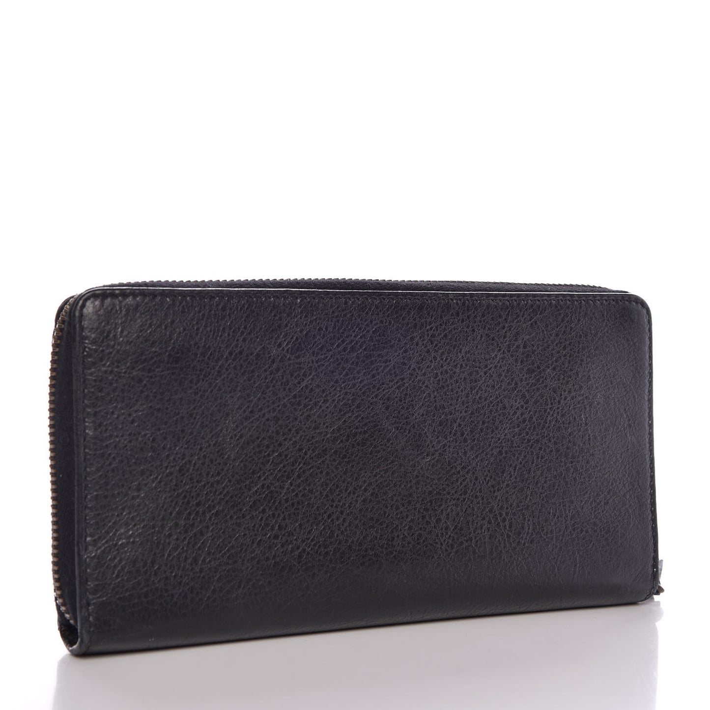 Agneau Classic Hardware Continental Zip Around Wallet Black