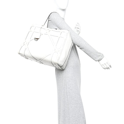 Christian Dior Calfskin Woven Giant Cannage Connect Tote White 2 of 16