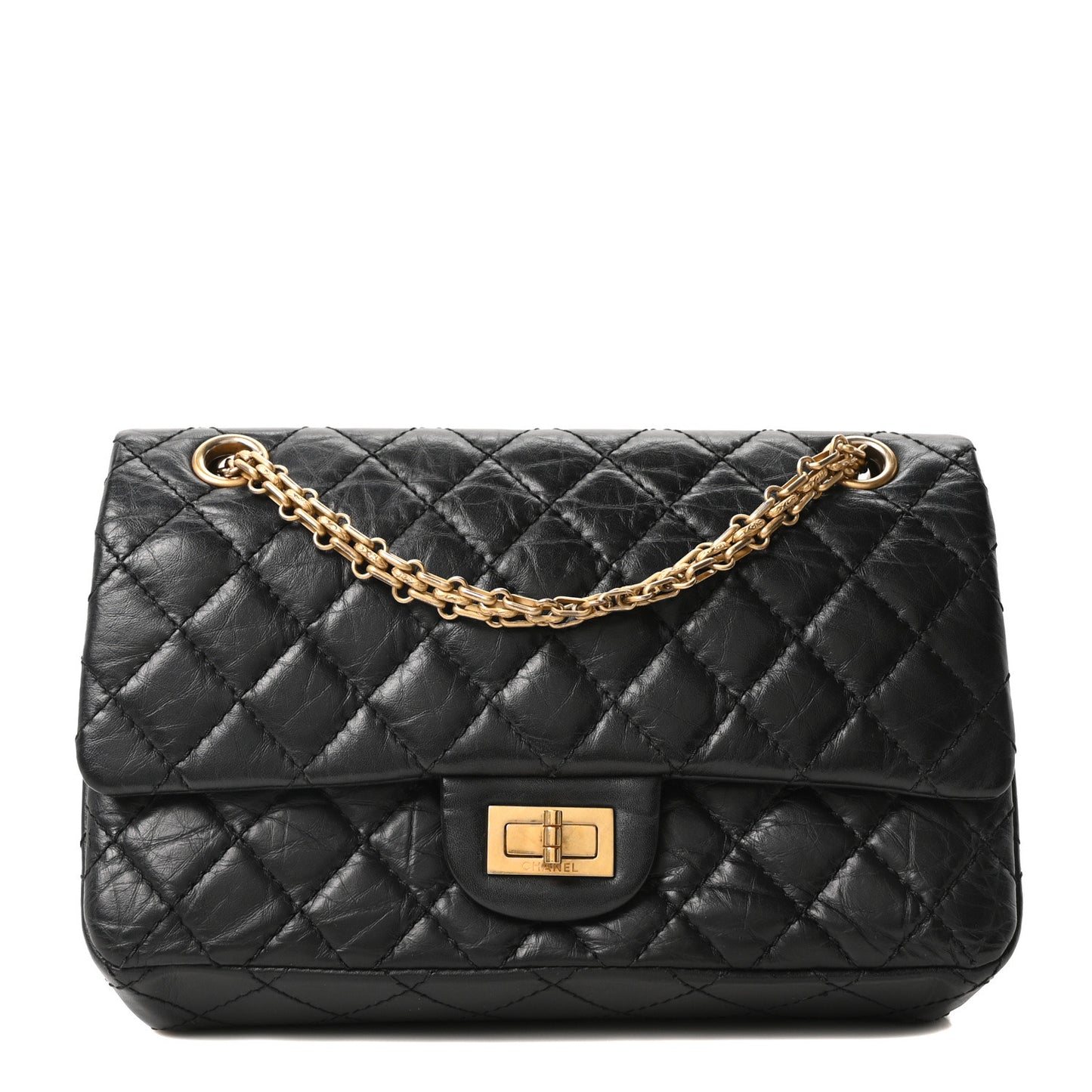 Aged Calfskin Quilted 2.55 Reissue 225 Flap Black