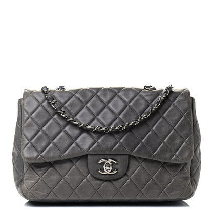 Chanel Lambskin Quilted Jumbo Single Flap Grey 1 of 8
