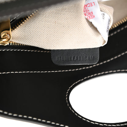Burberry Smooth Calfskin Canvas Two Tone Mini Pocket Bag Black Tan 8 of 9