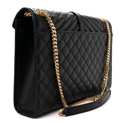 Saint Laurent Grain De Poudre Textured Mixed Matelasse Large Triquilt Monogram Satchel Black 3 of 12