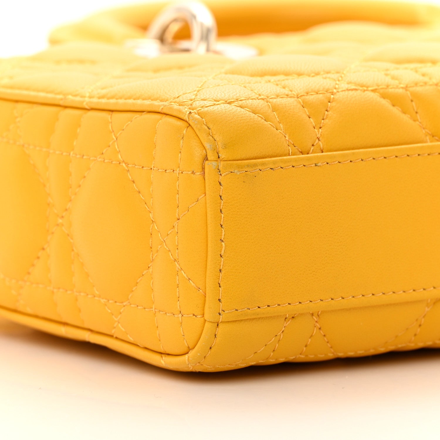 Christian Dior Lambskin Cannage Medium Lady D-Joy Yellow 9 of 14
