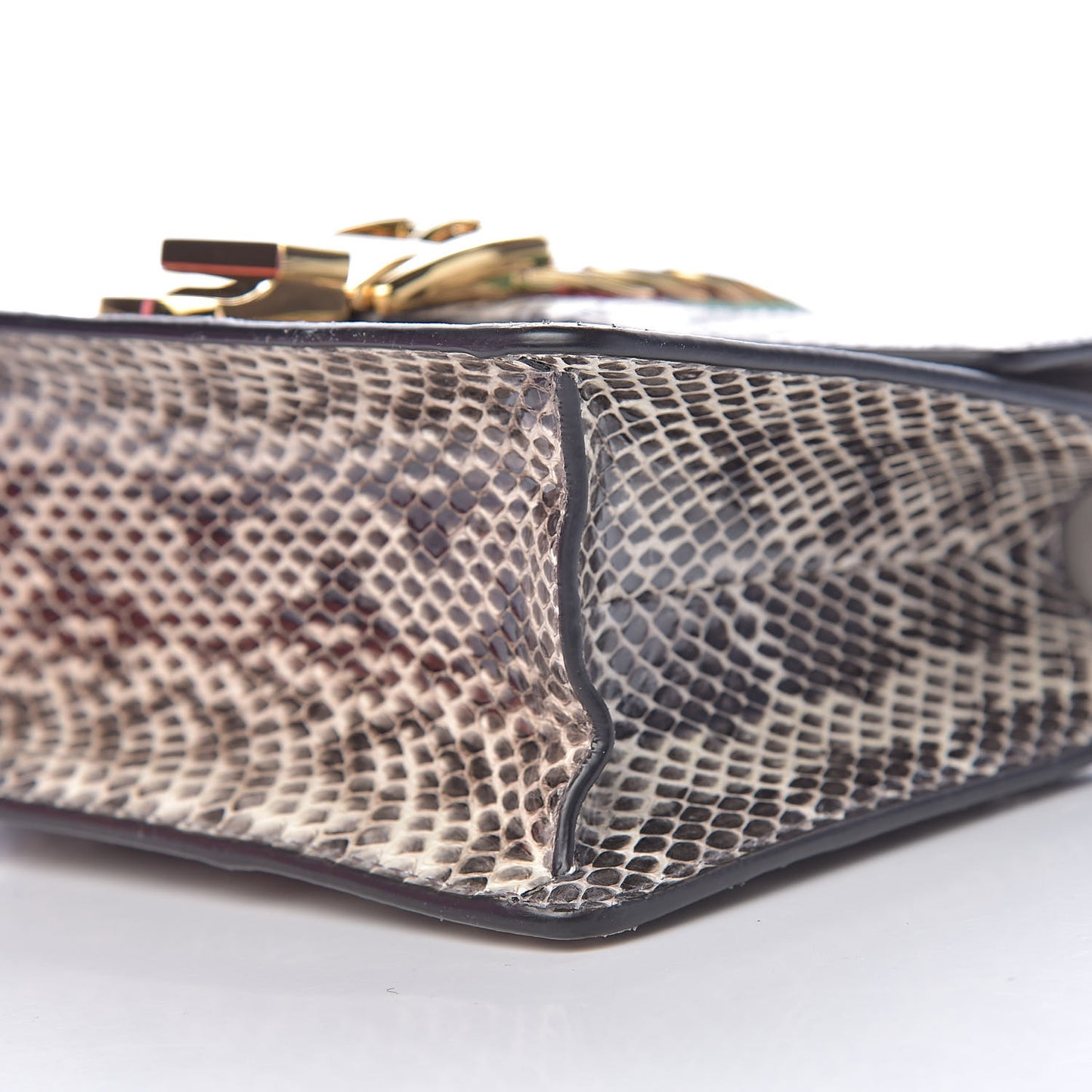 Snakeskin Mini Sylvie Chain Shoulder Bag Grey
