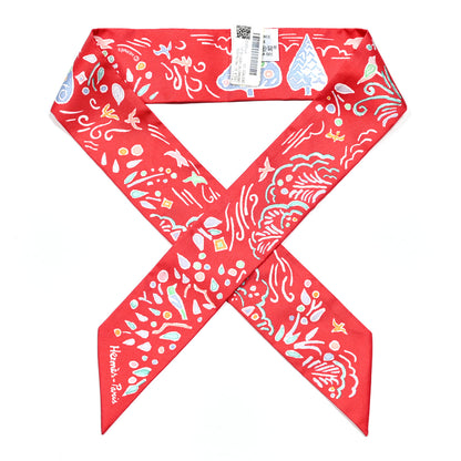 Hermes Silk Isola Di Primavera Twilly Grenadine Vert Bleu 1 of 4