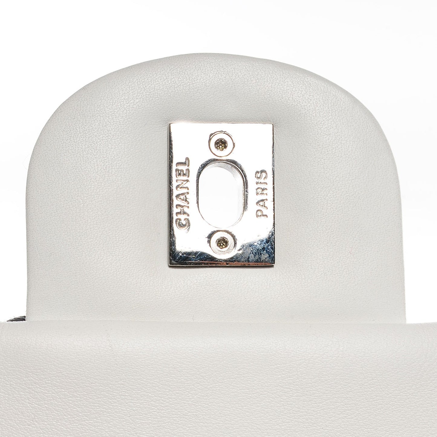 Calfskin Canebiers Medium Net Flap White