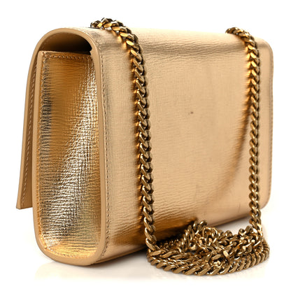 Saint Laurent Metallic Calfskin Small Classic Monogram Kate Tassel Satchel Gold 3 of 11