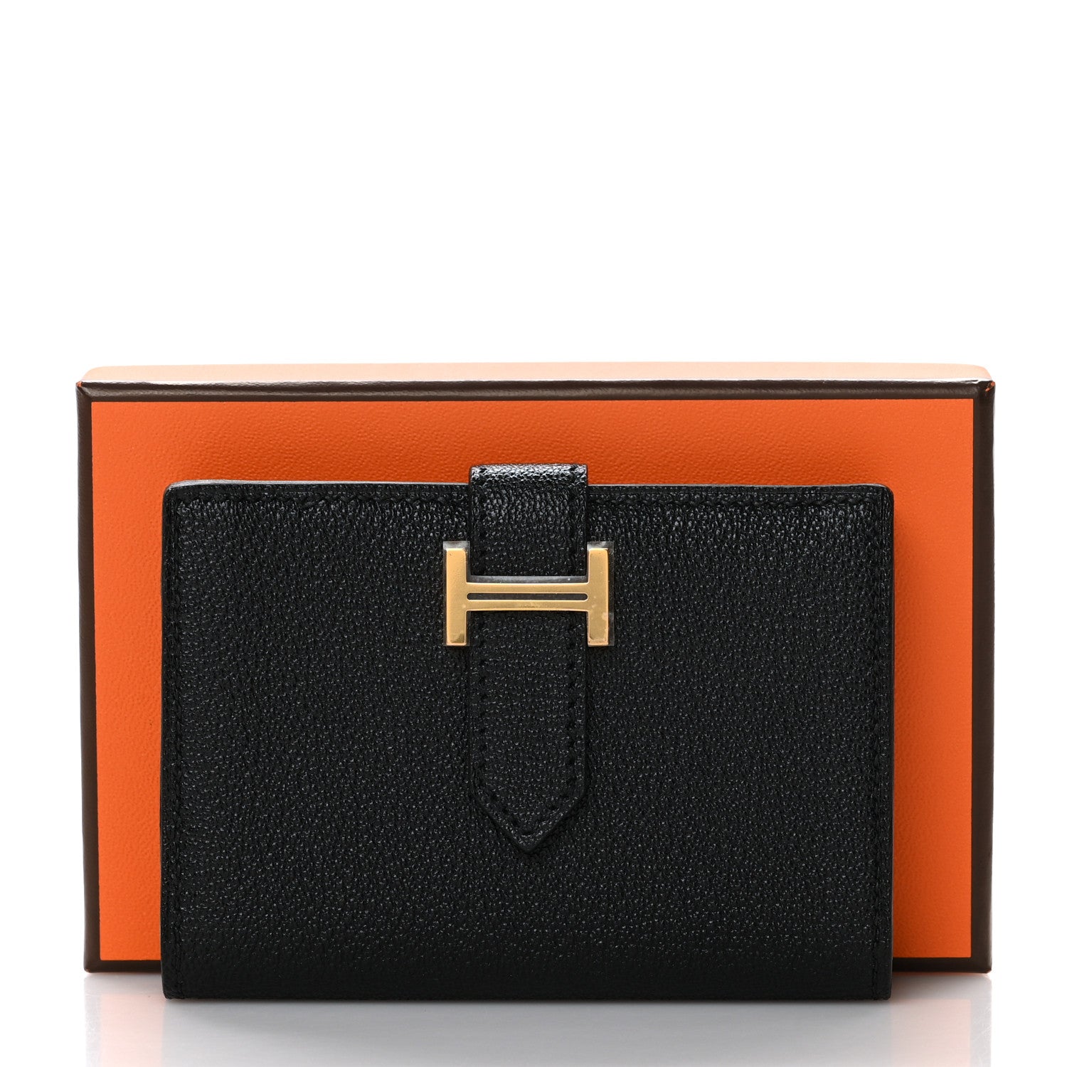 Hermes Chevre Mysore Bearn Card Holder Wallet Black 9 of 9