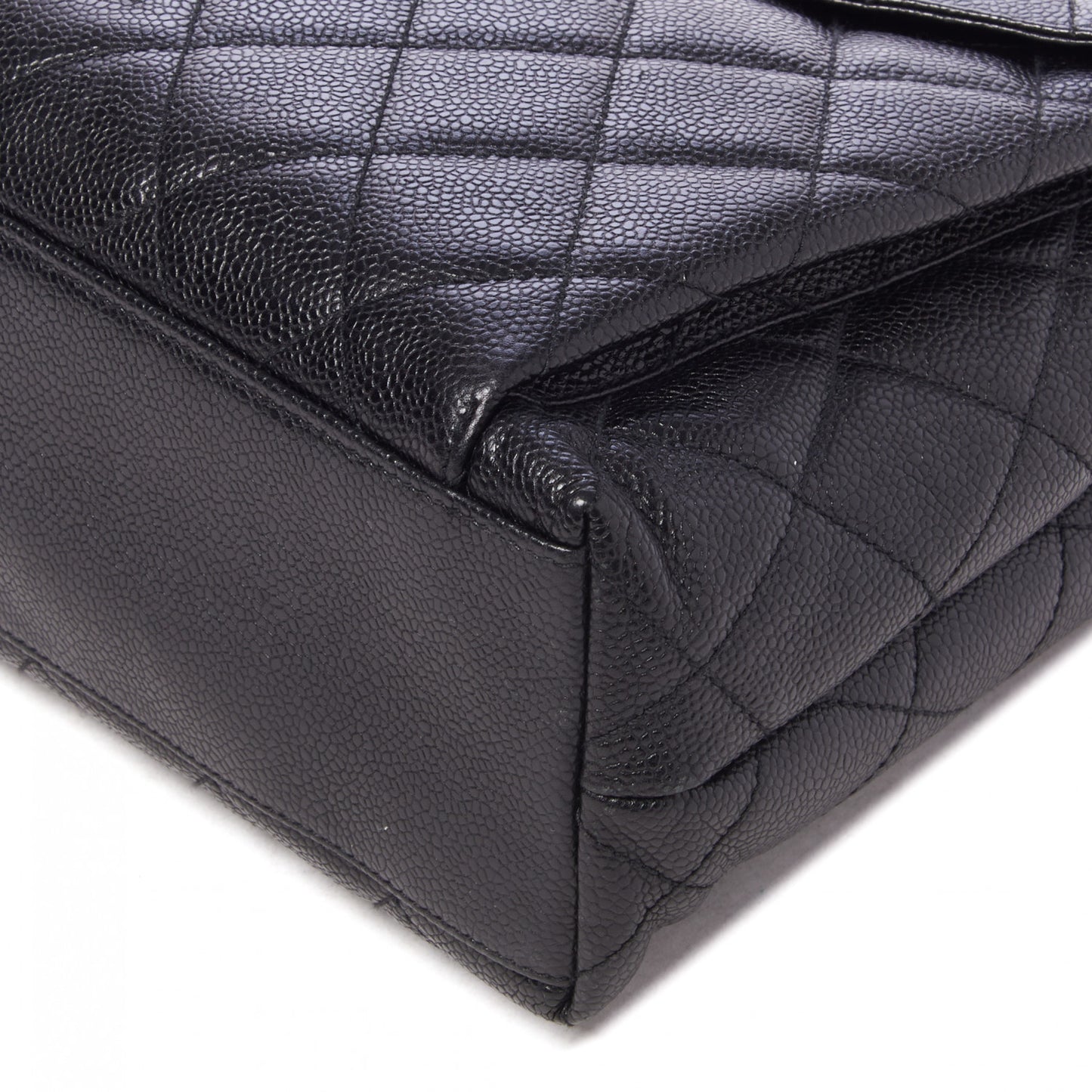 Caviar Quilted Flap Shoulder Bag Black