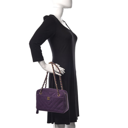 Chanel Jersey Chevron Quilted Camera Case Purple 2 of 11