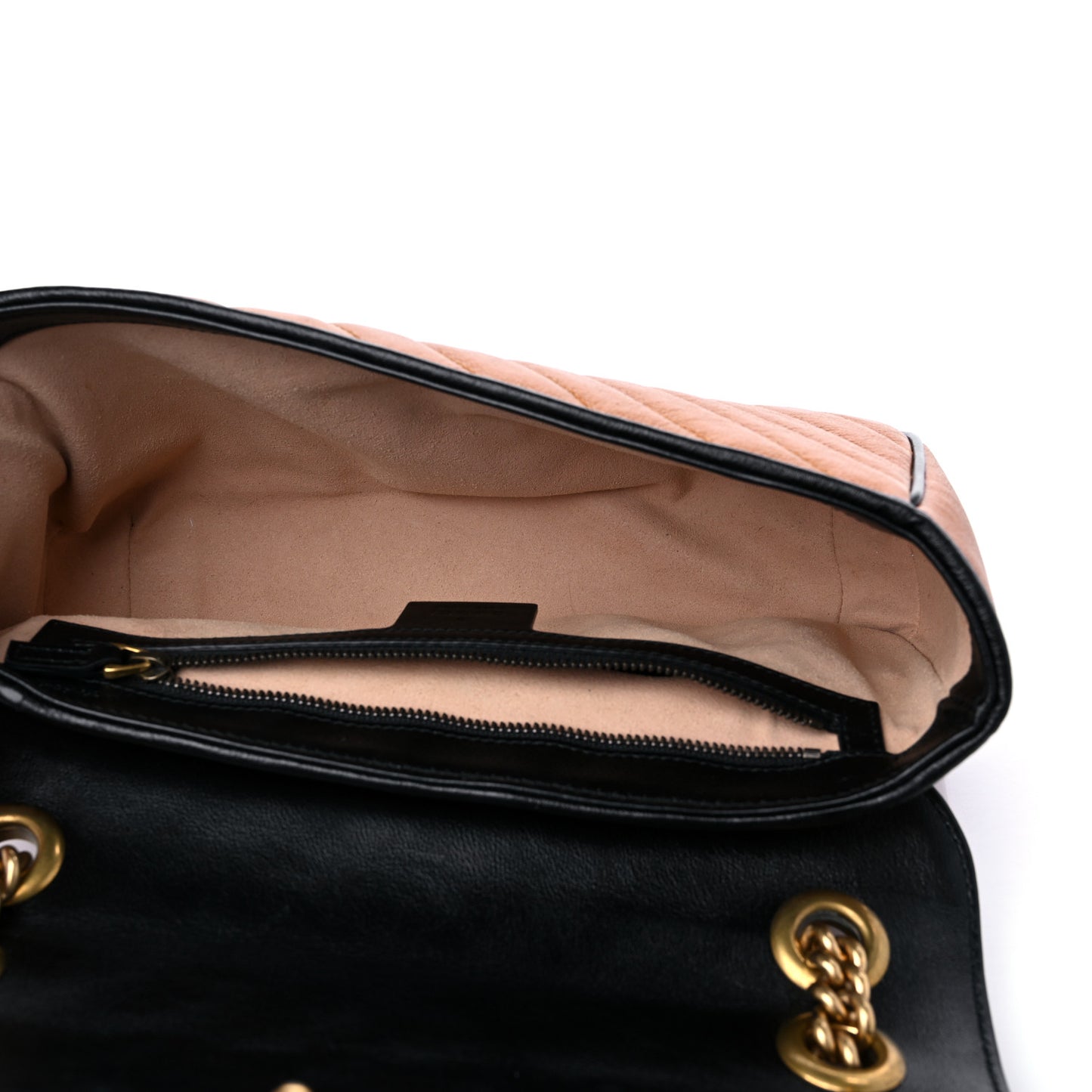 Vintage Effect Calfskin Matelasse Diagonal Small Torchon GG Marmont Shoulder Bag Cognac Black