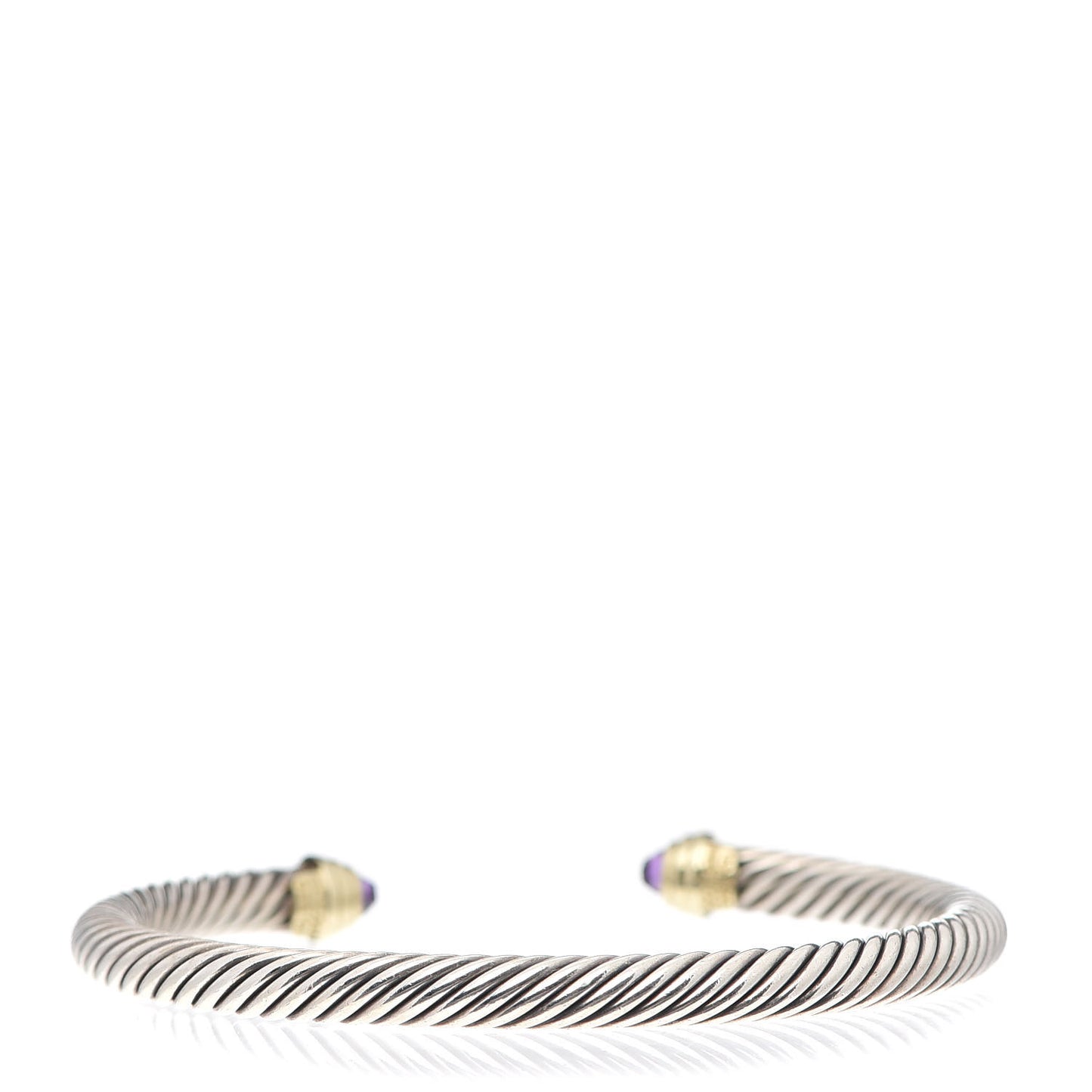 Sterling Silver 14K Yellow Gold Amethyst 5mm Cable Classics Petite Color Bracelet