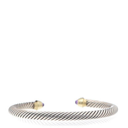 David Yurman Sterling Silver 14K Yellow Gold Amethyst 5mm Cable Classics Petite Color Bracelet 3 of 4
