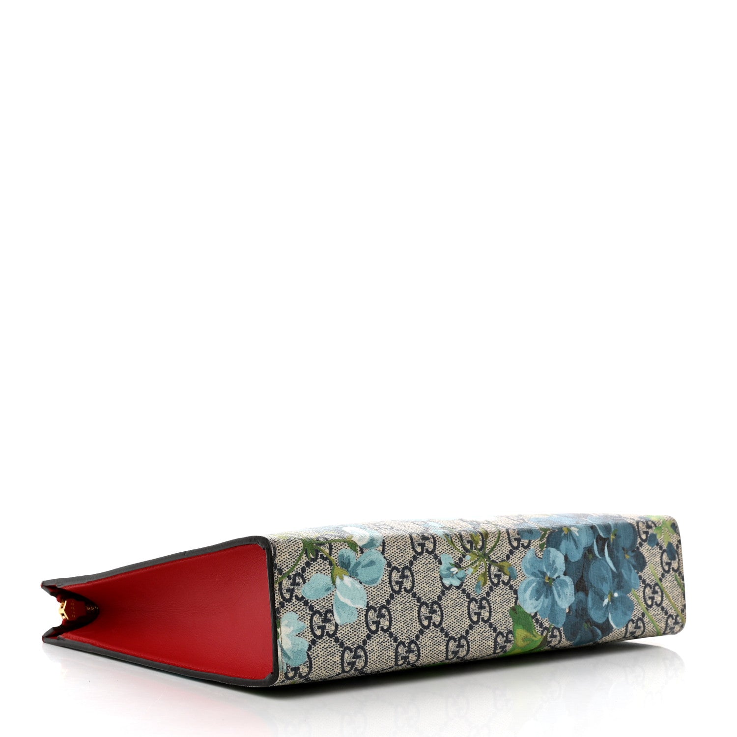 Gucci GG Supreme Monogram Blooms Large Cosmetic Case Beige Blue Navy Hibiscus Red 5 of 11