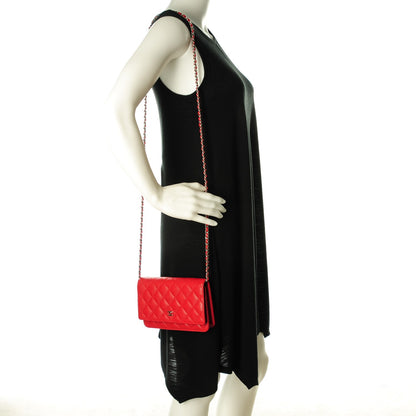 Chanel Caviar Quilted Wallet On Chain WOC Red 2 of 8