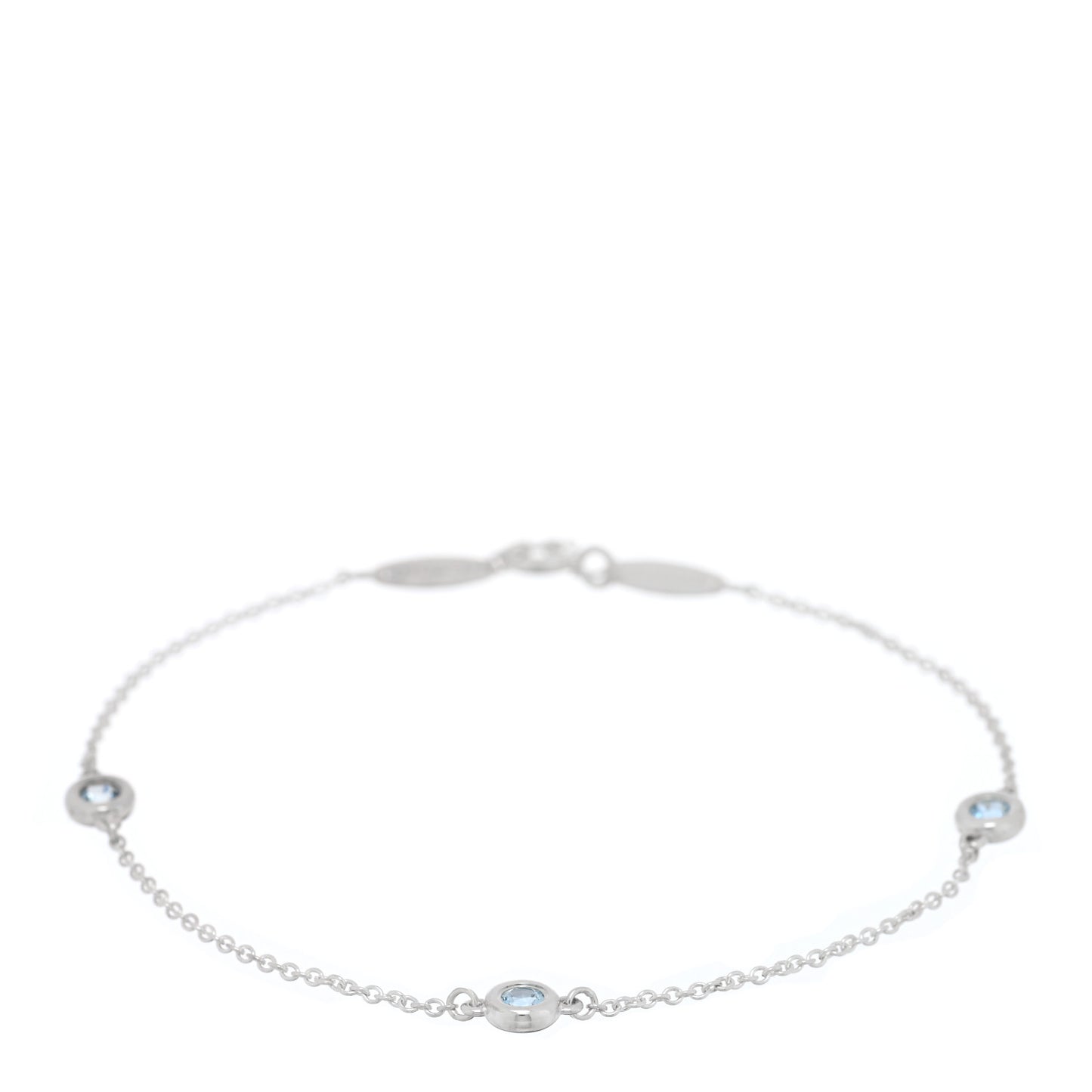 Sterling Silver Aquamarine Elsa Peretti Color By The Yard 3 Station Bracelet