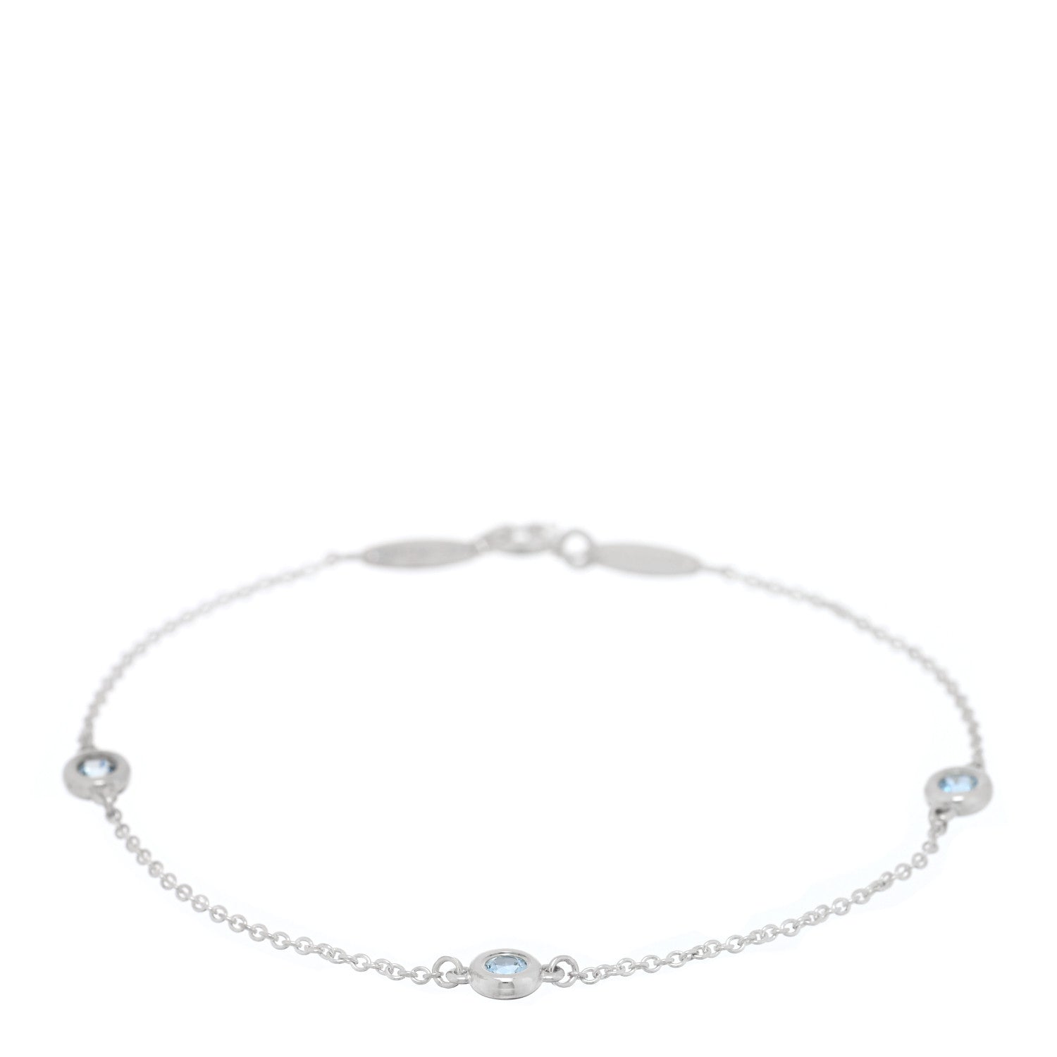 Tiffany Sterling Silver Aquamarine Elsa Peretti Color By The Yard 3 Station Bracelet 1 of 3