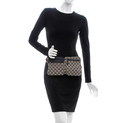 Gucci GG Monogram Web Double Pocket Belt Bag Navy 2 of 8