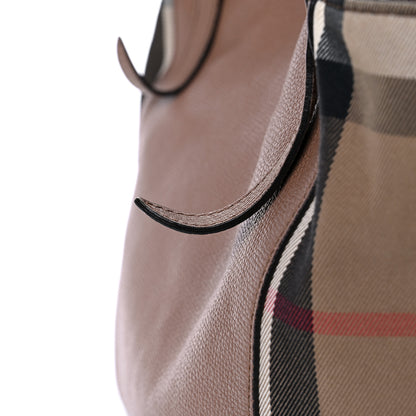 Burberry Grainy Calfskin House Check Small Canterbury Tote Tan 29 of 30